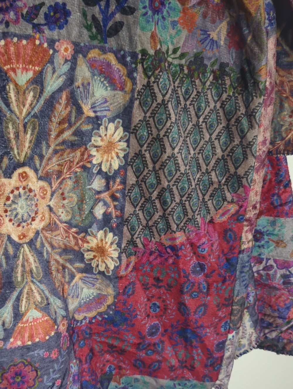 Natural Life Womens Hooded Blanket Robe Boho Jewel Tone Gypsy Floral Medium Smal - Picture 16 of 16